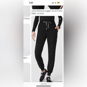 Figs Black Jogger Pants with Gray Drawstring